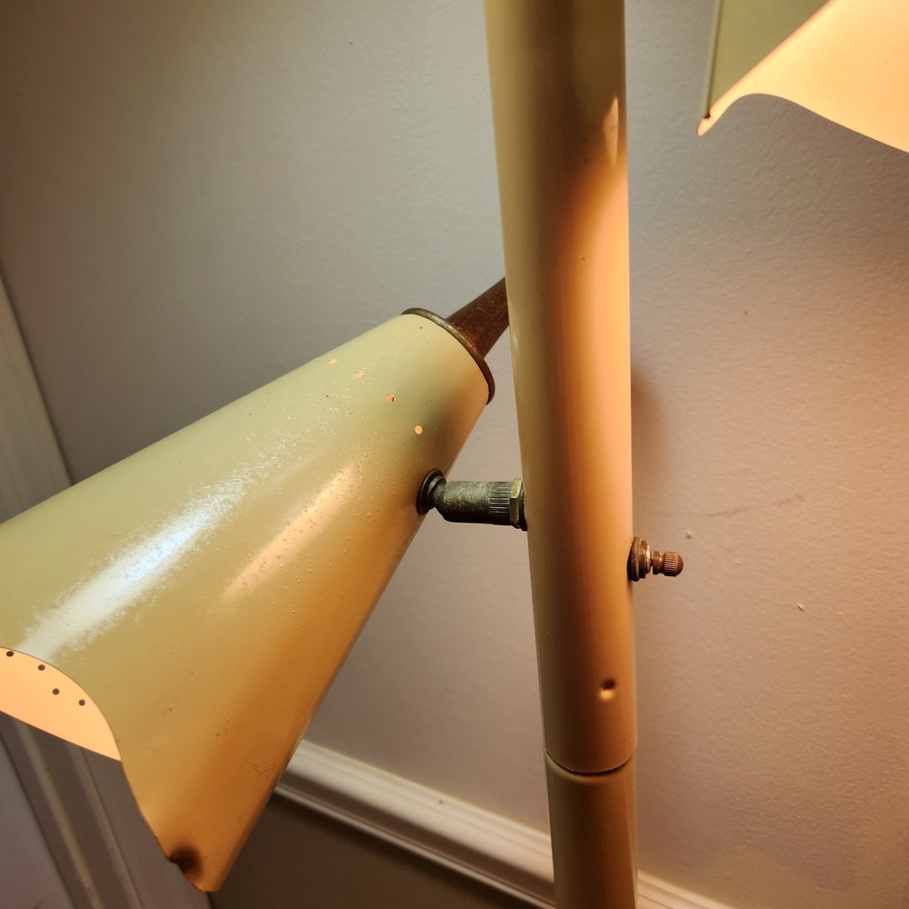 Vintage Mid Century Modern 3 Light Cone Shade Floor Lamp Atomic Retro MCM - Picture 10 of 14
